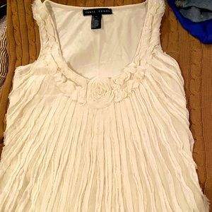 Yansi Fugel white chiffon and cotton tank top